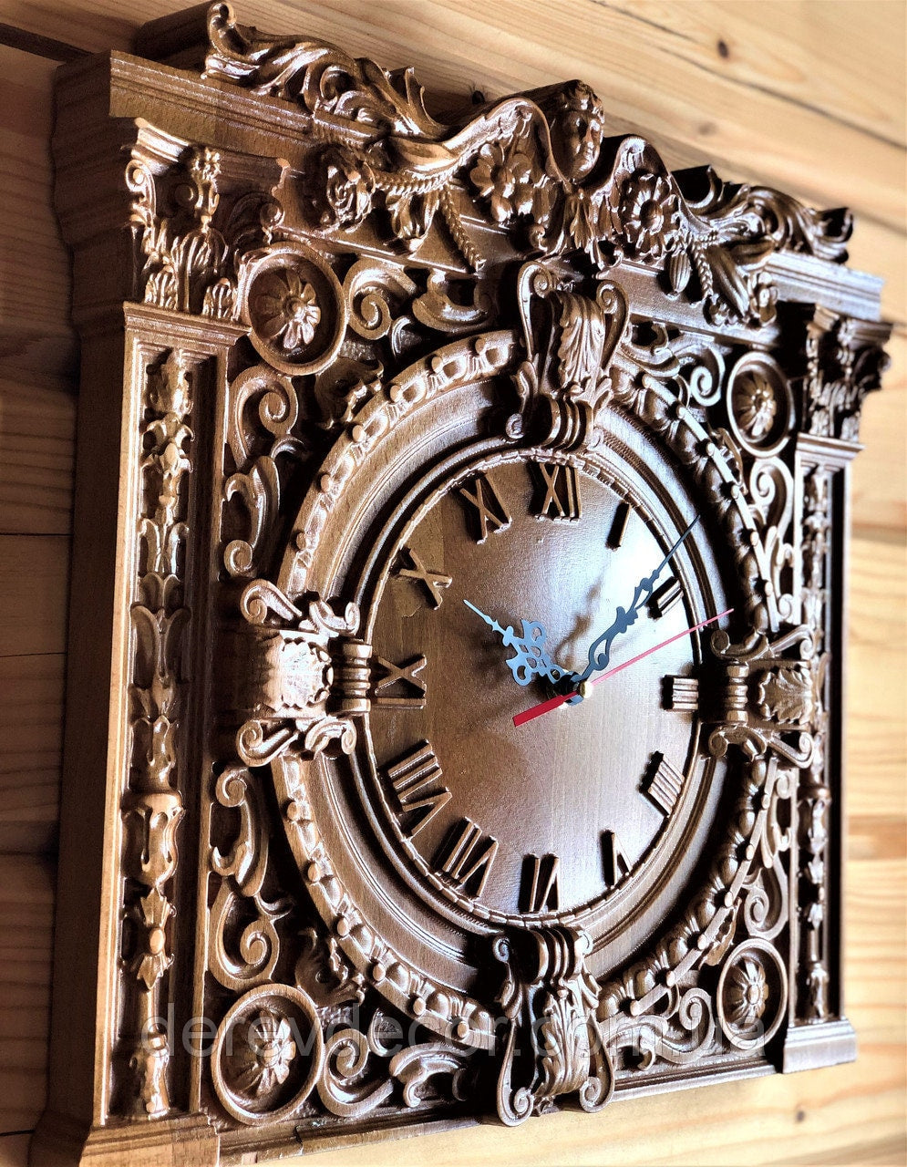 Decorative Wall Clock, Stonebriar Old Fashioned 14 Inch Wood Wall Clock, Rustic Wall Decor for the Living Room, Kitchen, Bedroom and Patio