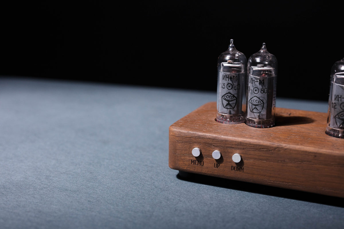 Clock on vacuum tubes indicators IN-14 Tubes Clock with 6 Tubes , handmade , steampunk style