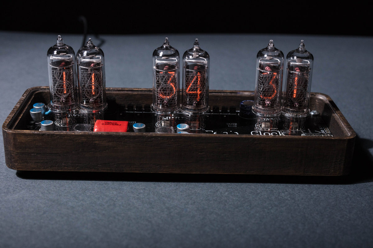 Clock on vacuum tubes indicators IN-14 Tubes Clock with 6 Tubes , handmade , steampunk style
