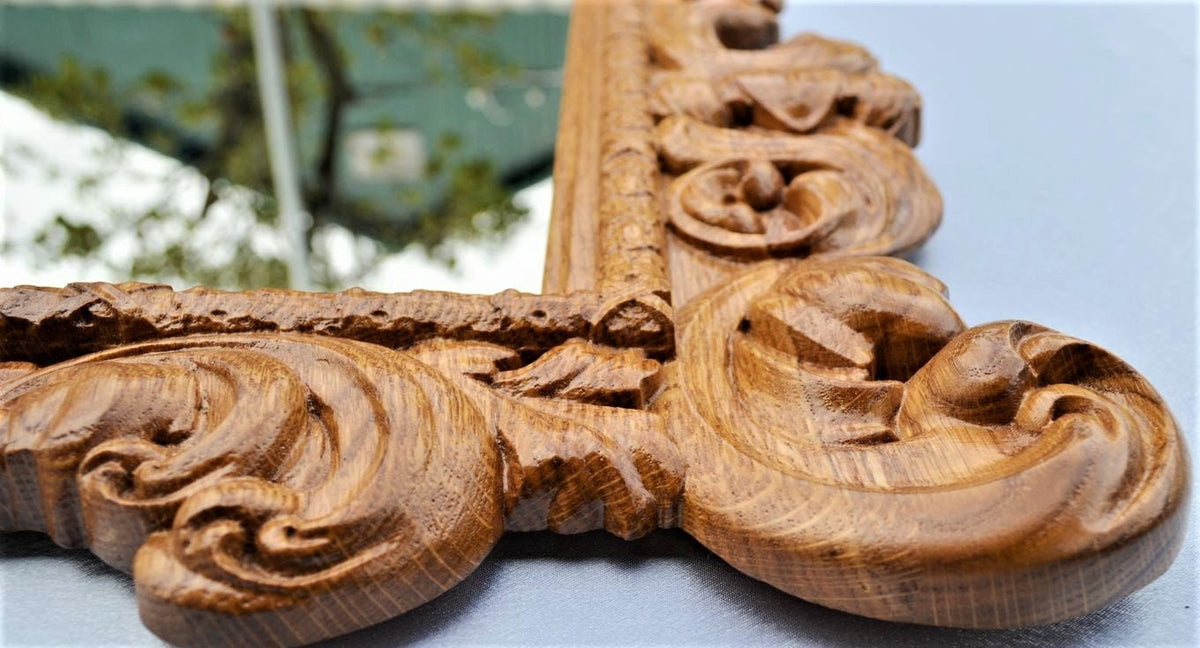 Carved wall mirror, wood Wall Mirror, Wall mirror large, Wall mirror decor, Glass mirrors, Gifts, Mirror Wall Art, Interior Gift, wood frame