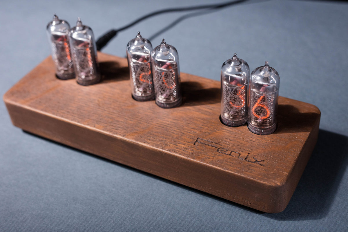 Clock on vacuum tubes indicators IN-14 Tubes Clock with 6 Tubes , handmade , steampunk style