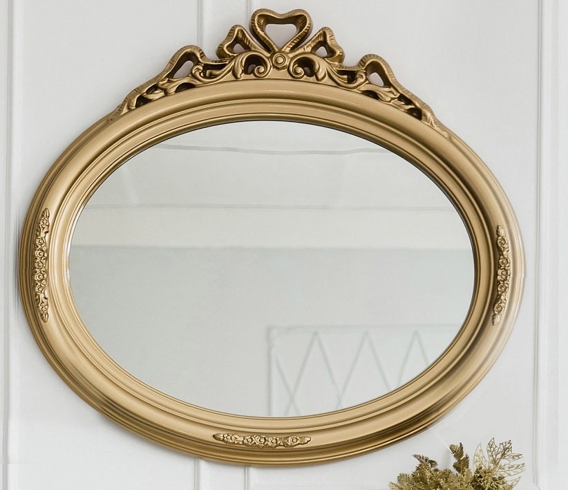 Decorative Wall Mirror, Vintage Hanging Mirrors for Bedroom Living-Room Dresser Decor, Oval Antique Gold, Baroque mirror, Rococo mirror