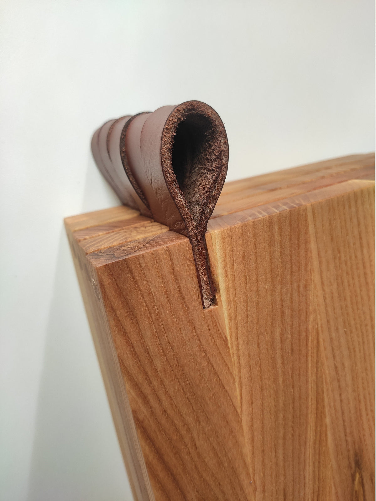 Handmade Wooden Kitchen Board with Leather Handle – Custom Cutting & Serving Platter, Meat Board, Unique Gift Idea