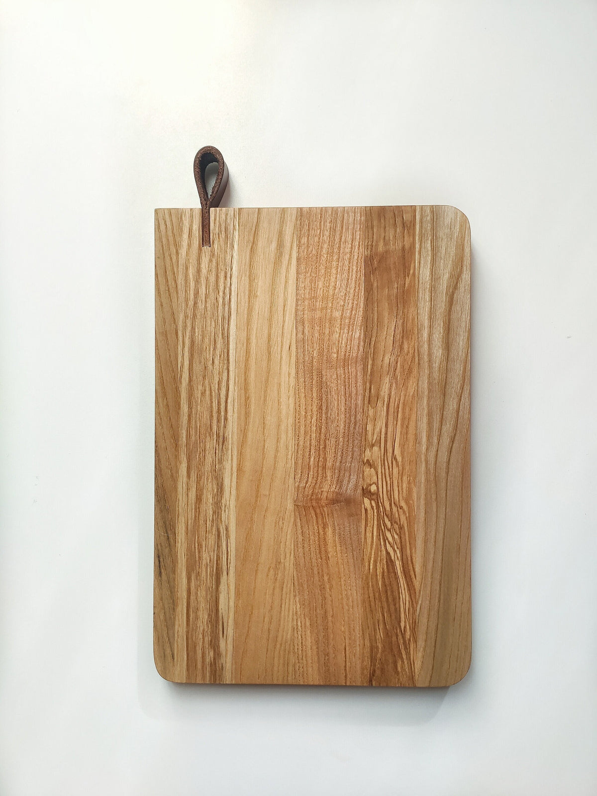 Handmade Wooden Kitchen Board with Leather Handle – Custom Cutting & Serving Platter, Meat Board, Unique Gift Idea