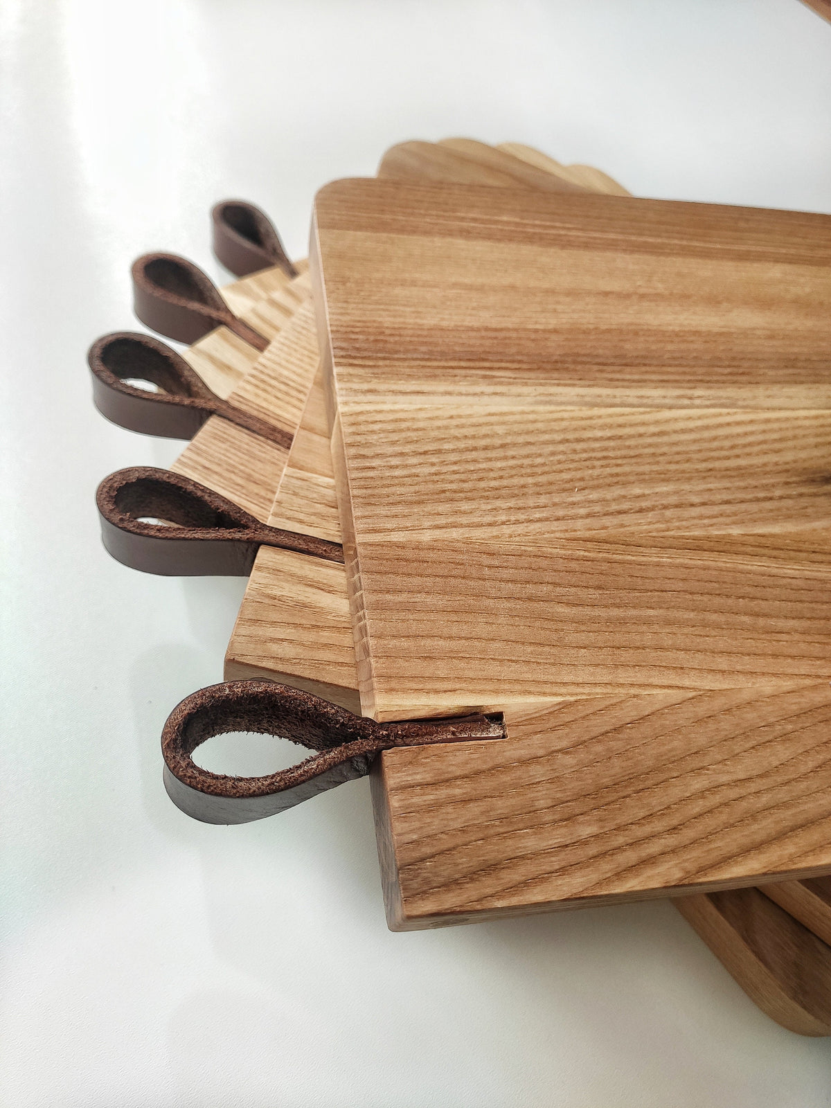 Handmade Wooden Kitchen Board with Leather Handle – Custom Cutting & Serving Platter, Meat Board, Unique Gift Idea