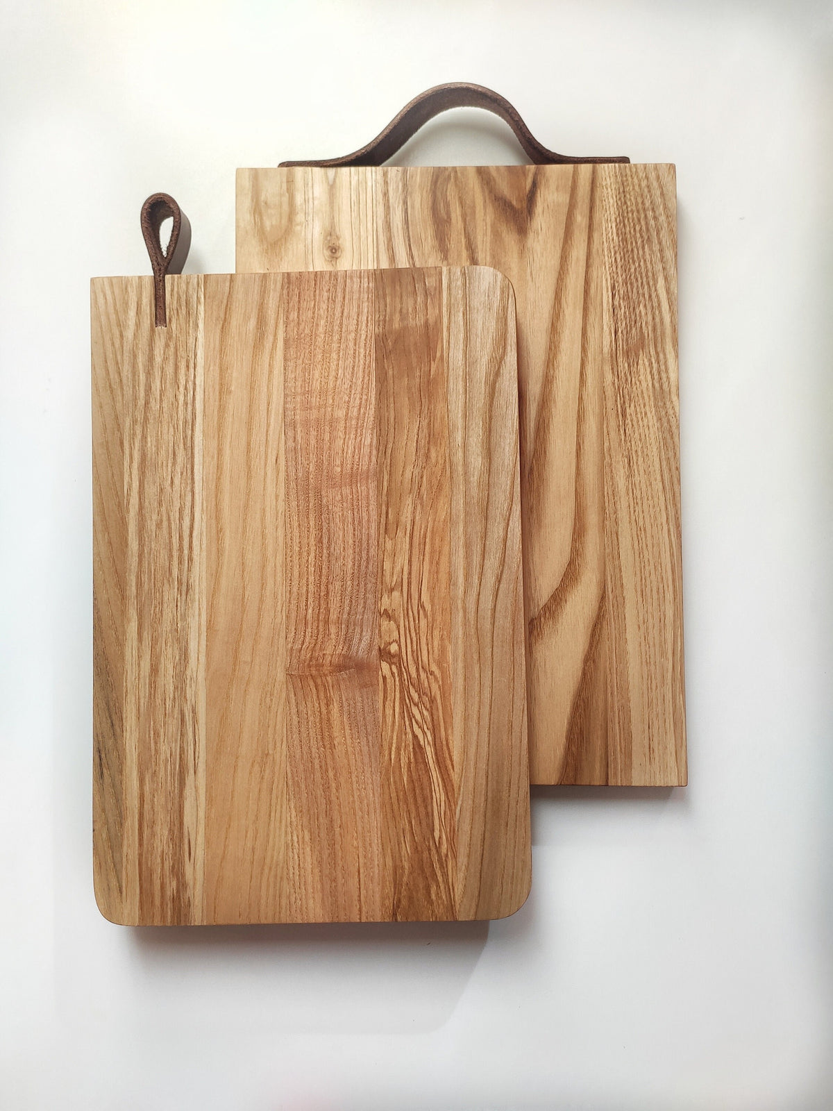 Handmade Wooden Kitchen Board with Leather Handle – Custom Cutting & Serving Platter, Meat Board, Unique Gift Idea