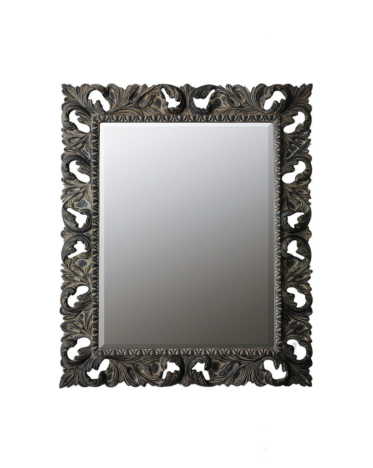 Timeless Elegance: Classic Black Ornate Wall Mirror with Antique Wood Frame – Large Decorative Mirror for Home Decor