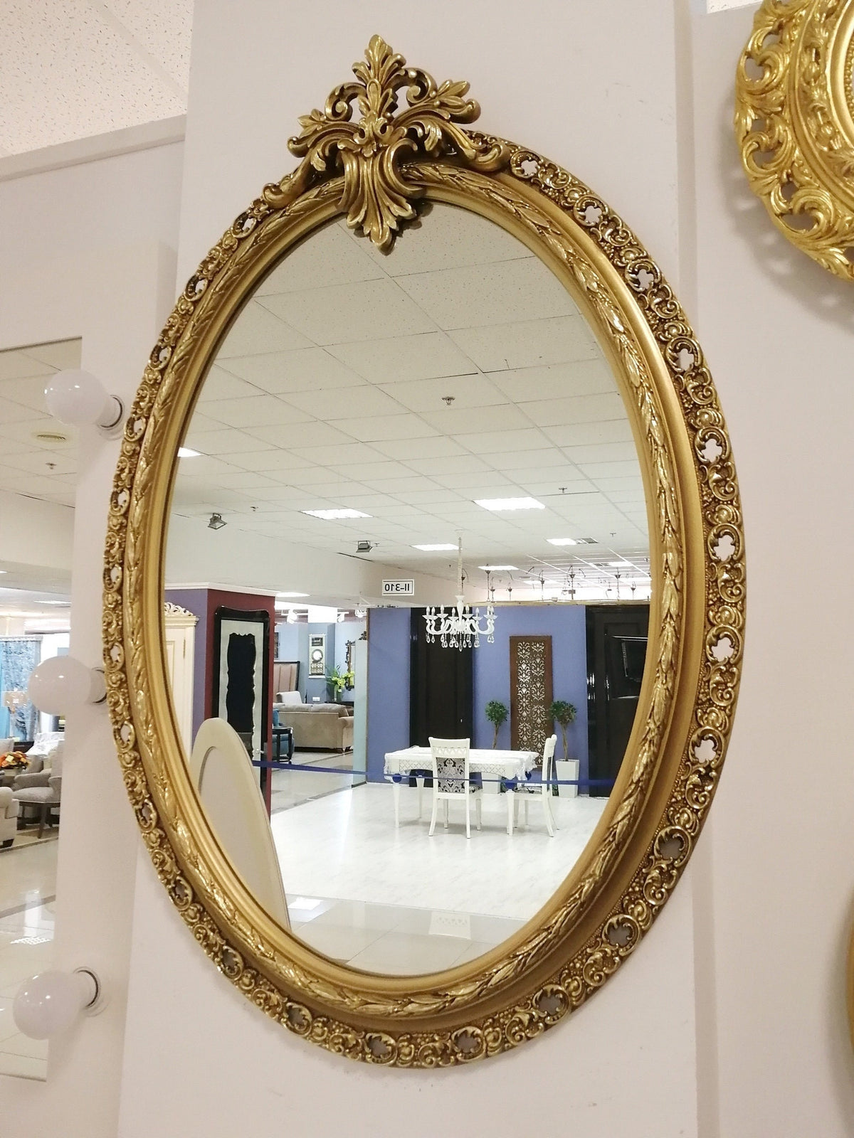 Large Oval Beveled Wall Mirror 36x23 – Antique Gold Hanging Mirror for Bathroom, Bedroom, and Entryway Decor, Antique Gold Wood Frame