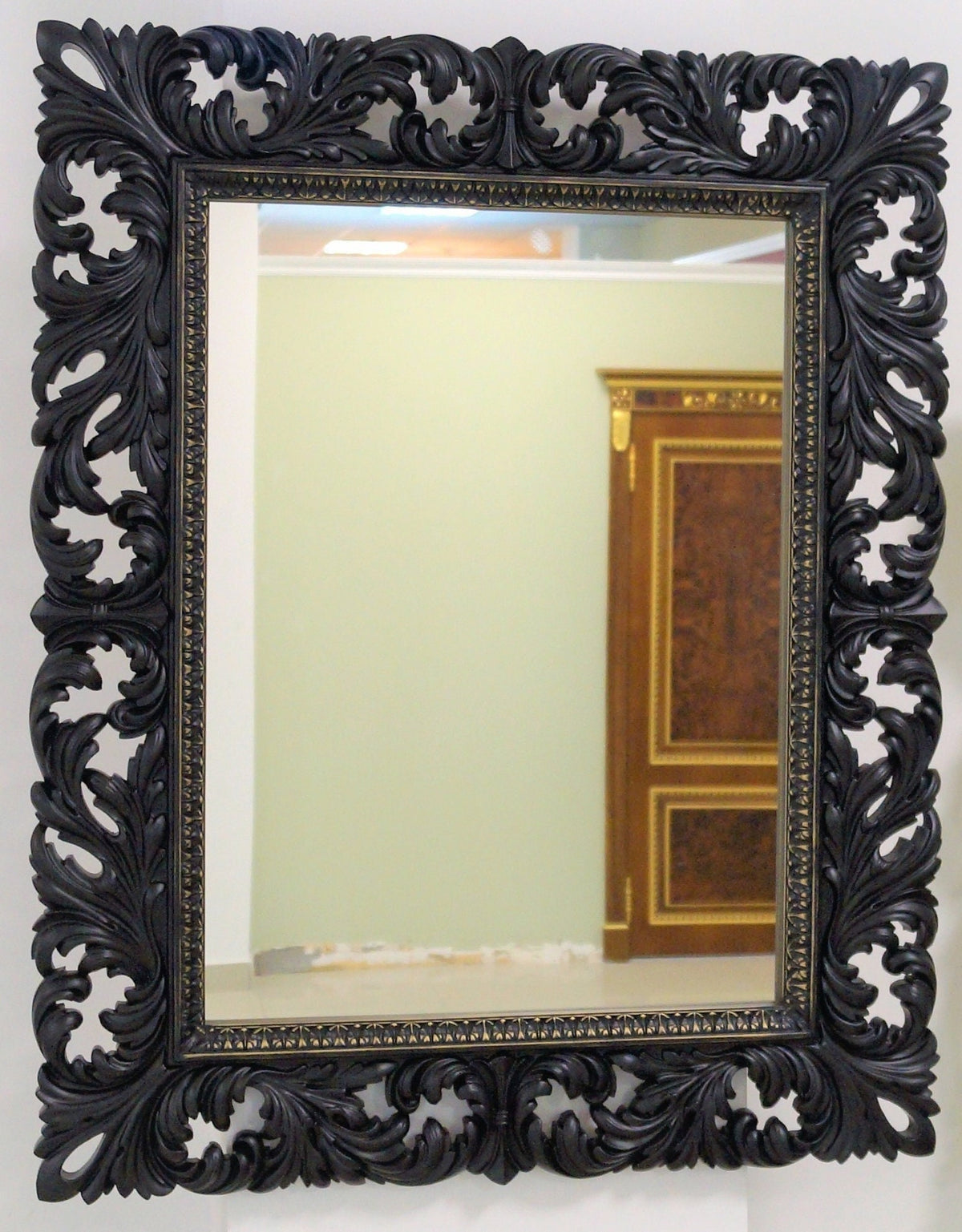 Ornate Antique Black Wall Mirror - Elegant and Timeless Home Decor
