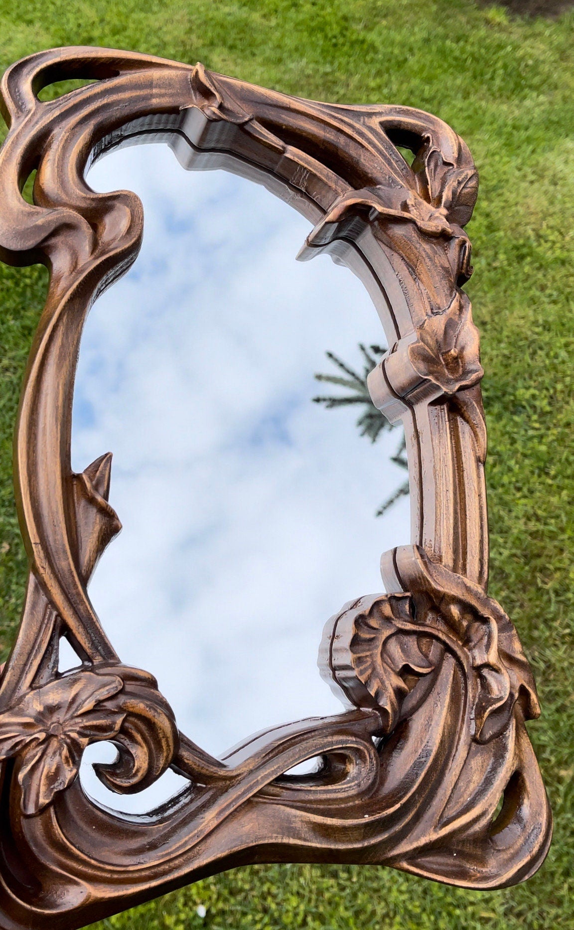 Carved wall mirror, wood Wall Mirror, Wall mirror large, Wall mirror decor, Glass mirrors, Gifts, Mirror Wall Art, Interior Gift, wood frame