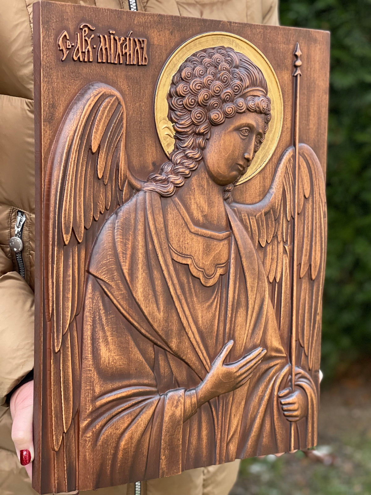Woodcarved Angel Protector, Saint Michael's Blessing, Celestial Warrior: Saint Michael, Saint Michael's Guardian, Archangel Michael Icon