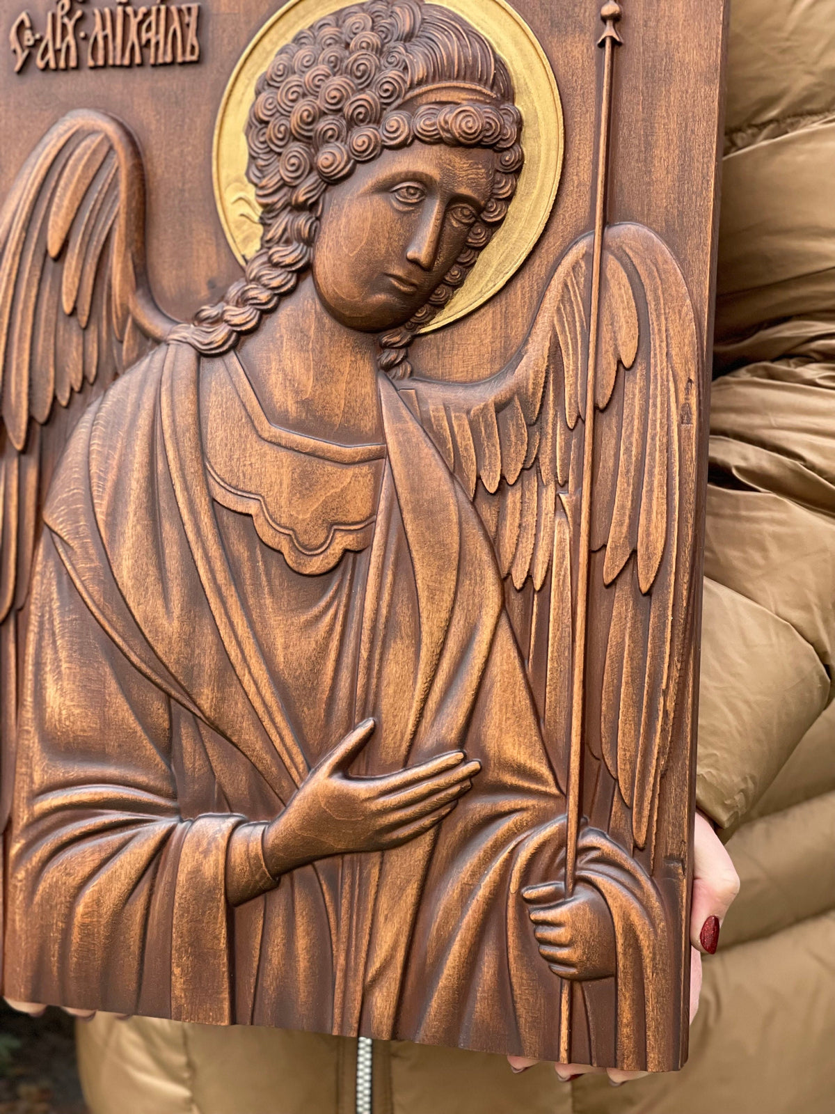 Woodcarved Angel Protector, Saint Michael's Blessing, Celestial Warrior: Saint Michael, Saint Michael's Guardian, Archangel Michael Icon