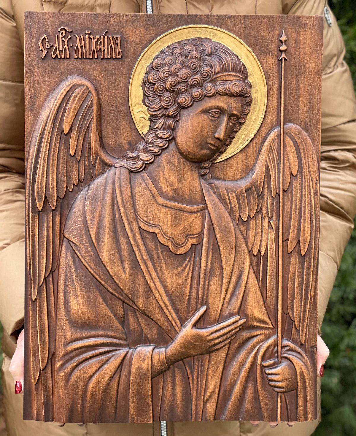 Woodcarved Angel Protector, Saint Michael's Blessing, Celestial Warrior: Saint Michael, Saint Michael's Guardian, Archangel Michael Icon