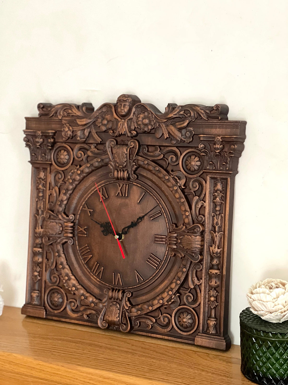 Angelic Moments Wooden Clock - Timeless Elegance for Home Decor, Gift for home, Wall Home decor, Fireplace Decor, clock for fireplace