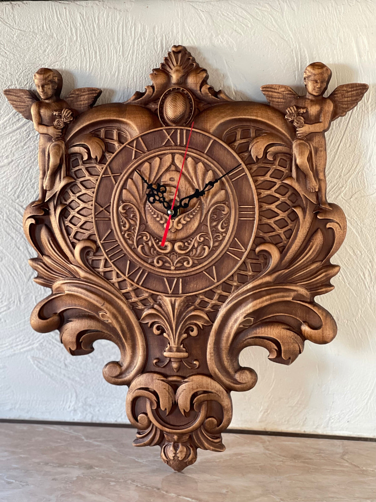 Heavenly Timekeeping: Introducing the Exquisite Wooden Angel Clock, Angel clock, Handcrafted clock, Antique clock, Unique clock, Gift clock