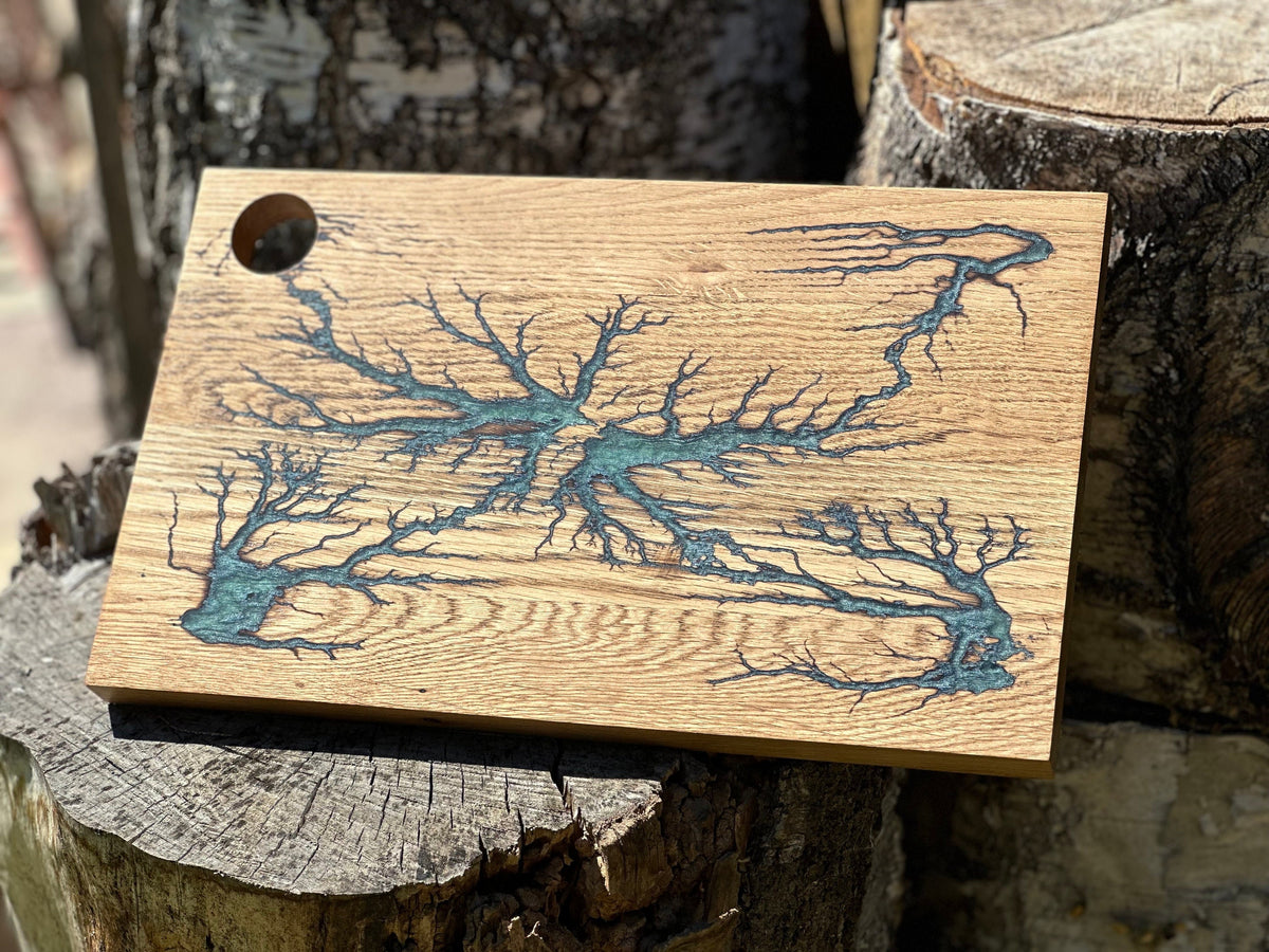 Epoxy Resin Board, Handcrafted Board lightning, Epoxy Resin lightning, Serving Board, Oak Gift Board, epoxy board lightning, Gift-wrapped
