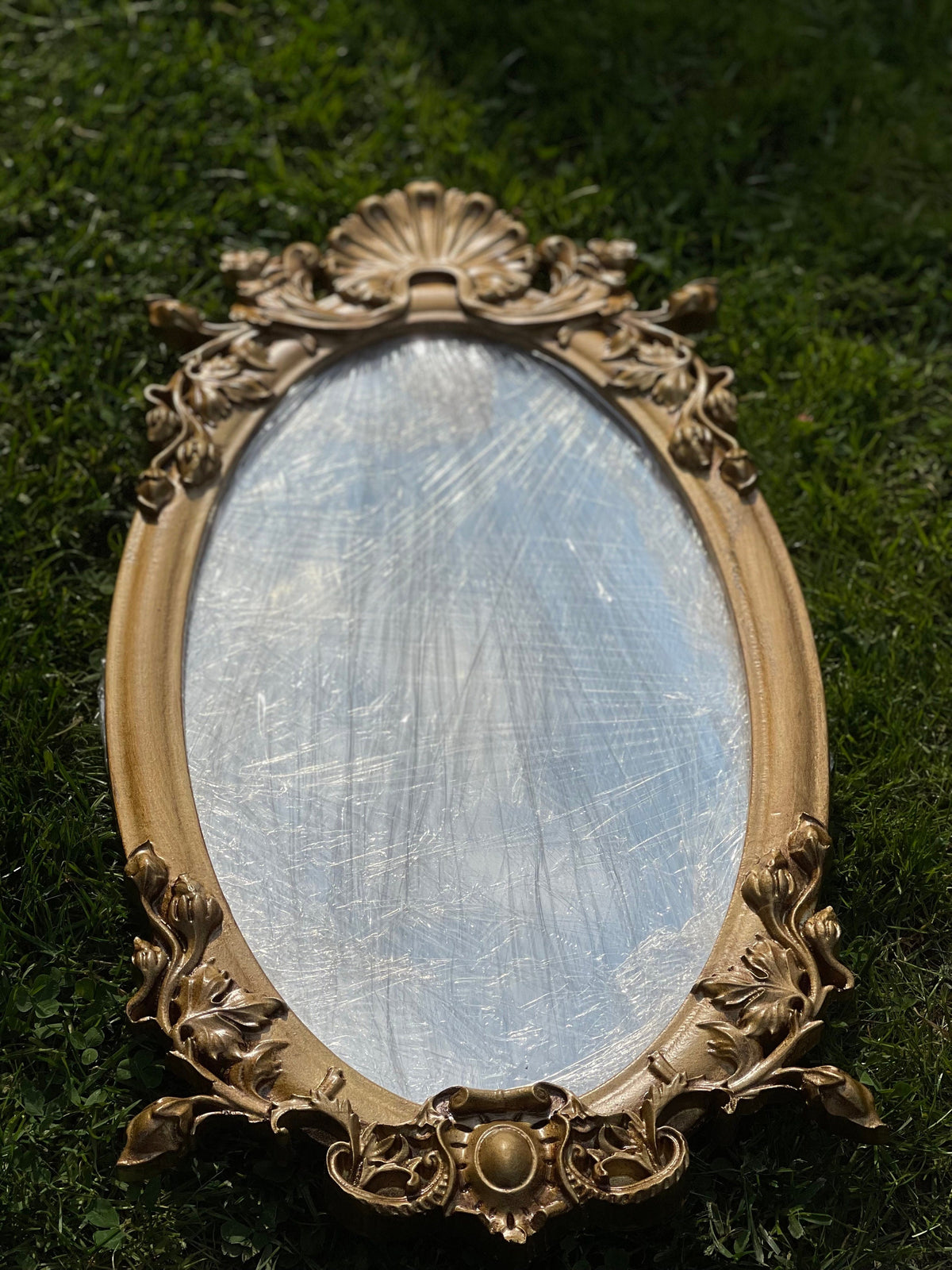 Ornate Antique Gold Floral Wall Mirror - Large Decorative Glass Mirror with Wood Frame - Elegant Home Decor Gift & Wall Art, Gift for home