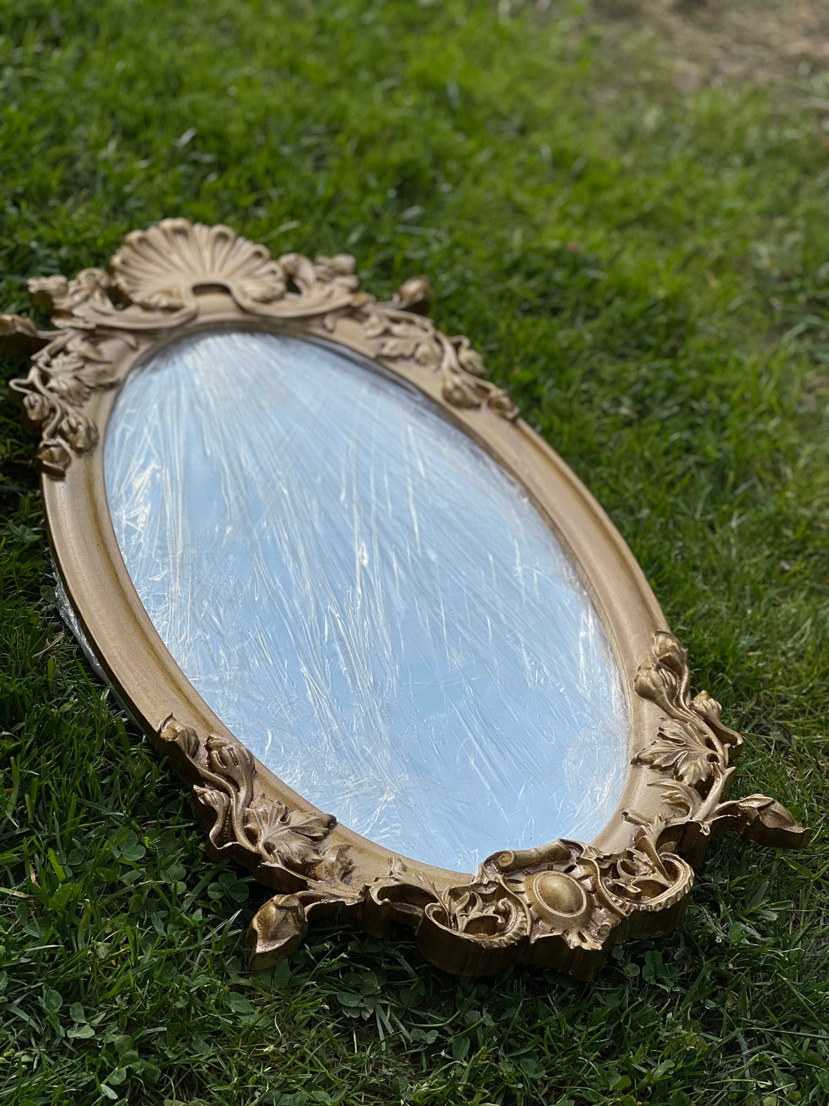 Ornate Antique Gold Floral Wall Mirror - Large Decorative Glass Mirror with Wood Frame - Elegant Home Decor Gift & Wall Art, Gift for home