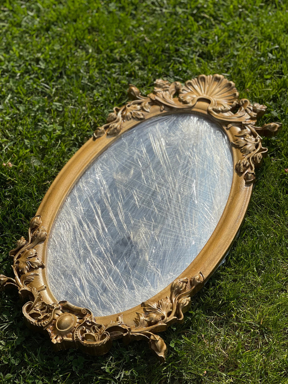 Ornate Antique Gold Floral Wall Mirror - Large Decorative Glass Mirror with Wood Frame - Elegant Home Decor Gift & Wall Art, Gift for home