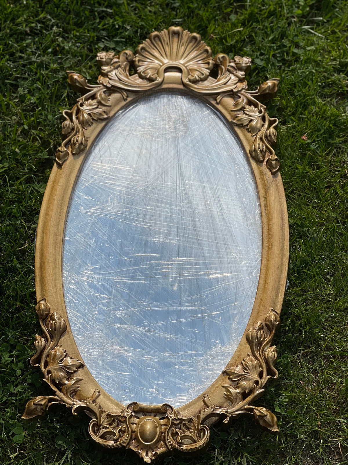 Ornate Antique Gold Floral Wall Mirror - Large Decorative Glass Mirror with Wood Frame - Elegant Home Decor Gift & Wall Art, Gift for home