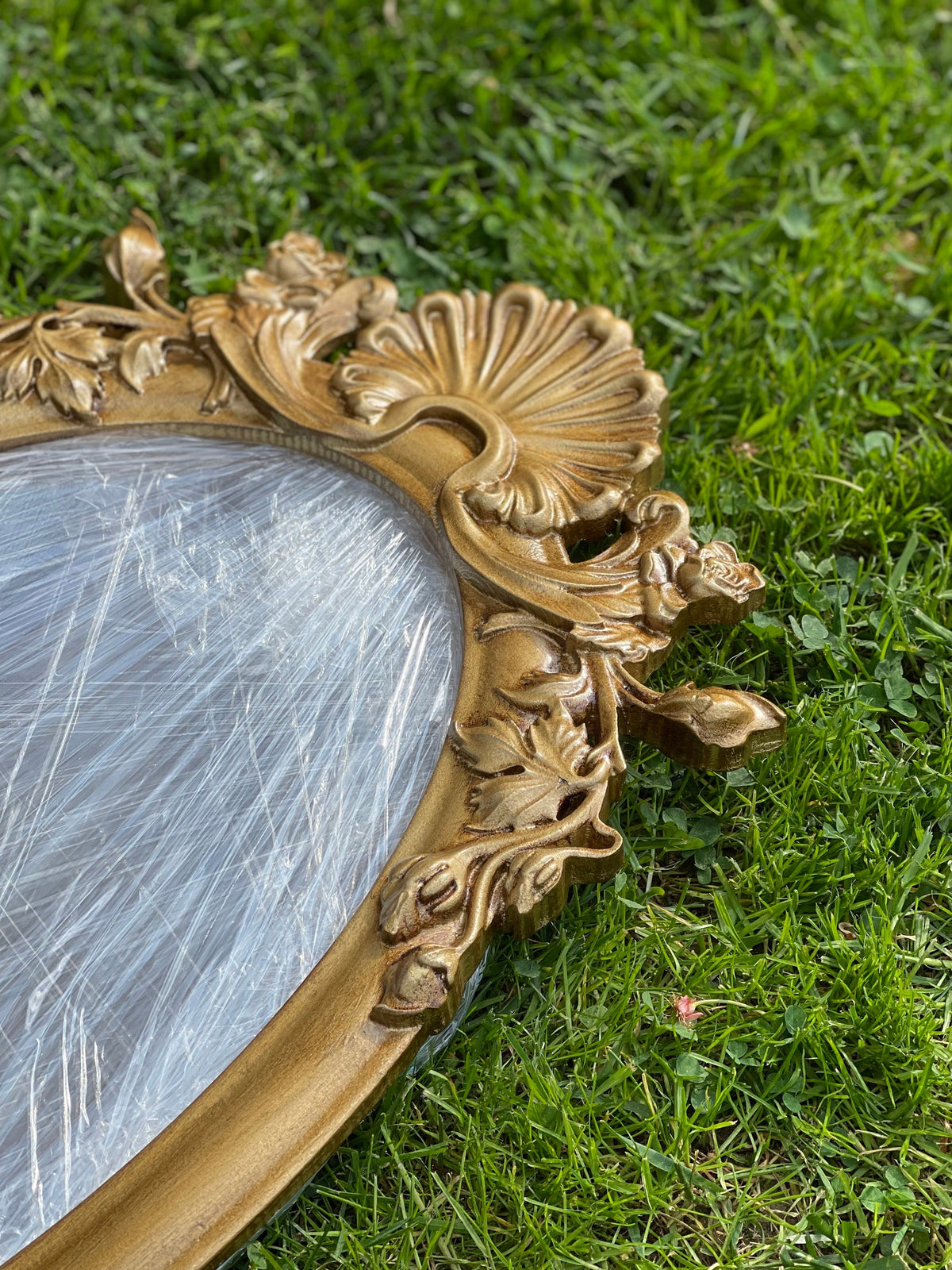 Ornate Antique Gold Floral Wall Mirror - Large Decorative Glass Mirror with Wood Frame - Elegant Home Decor Gift & Wall Art, Gift for home