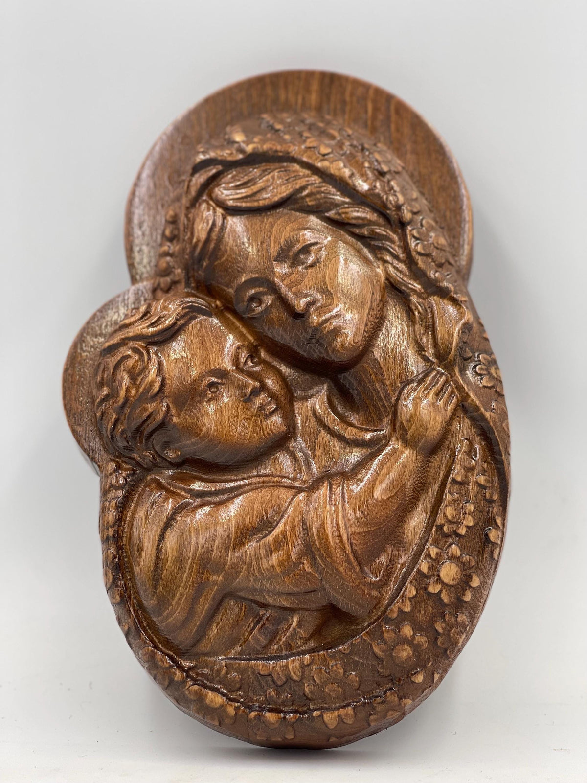 Handcrafted Wooden Theotokos Icon - Personalized Religious Gift, Christian Home Decor, Custom Engraved Orthodox Icon, Perfect for Occasions