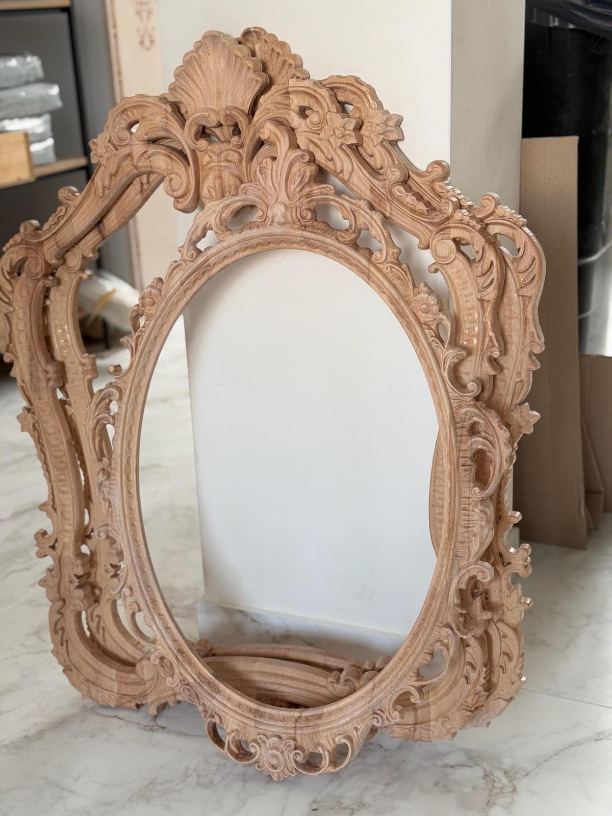 Artisanal Elegance: Unfinished Wooden Frame for Mirrors and Wall Decor - Crafted with Care and Creativit, Crafting Joy Wooden Picture Mirror