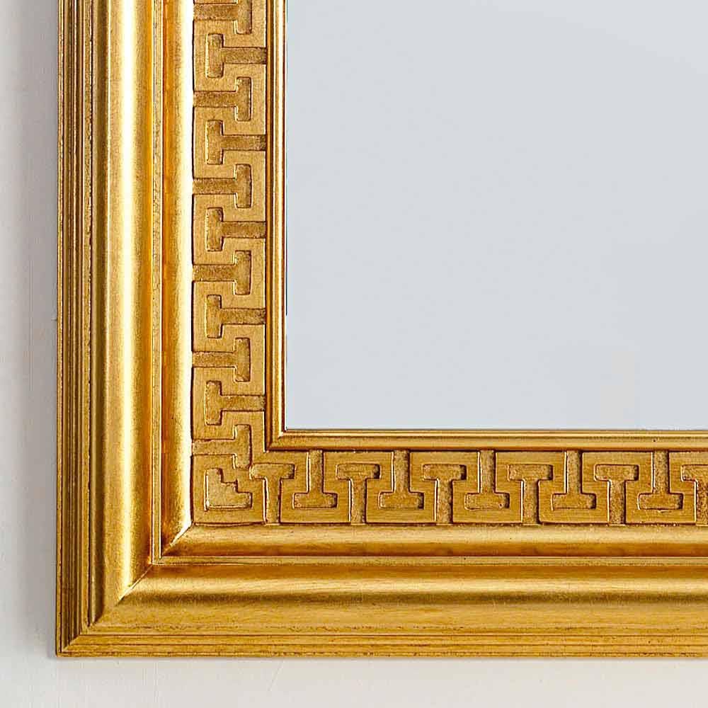 Antique Gold Leaf Luxury Decorative Wall Mirror, Vintage Hanging Mirrors for Bedroom Living-Room, Classic Rectangular Mirror Gold Leaf Frame