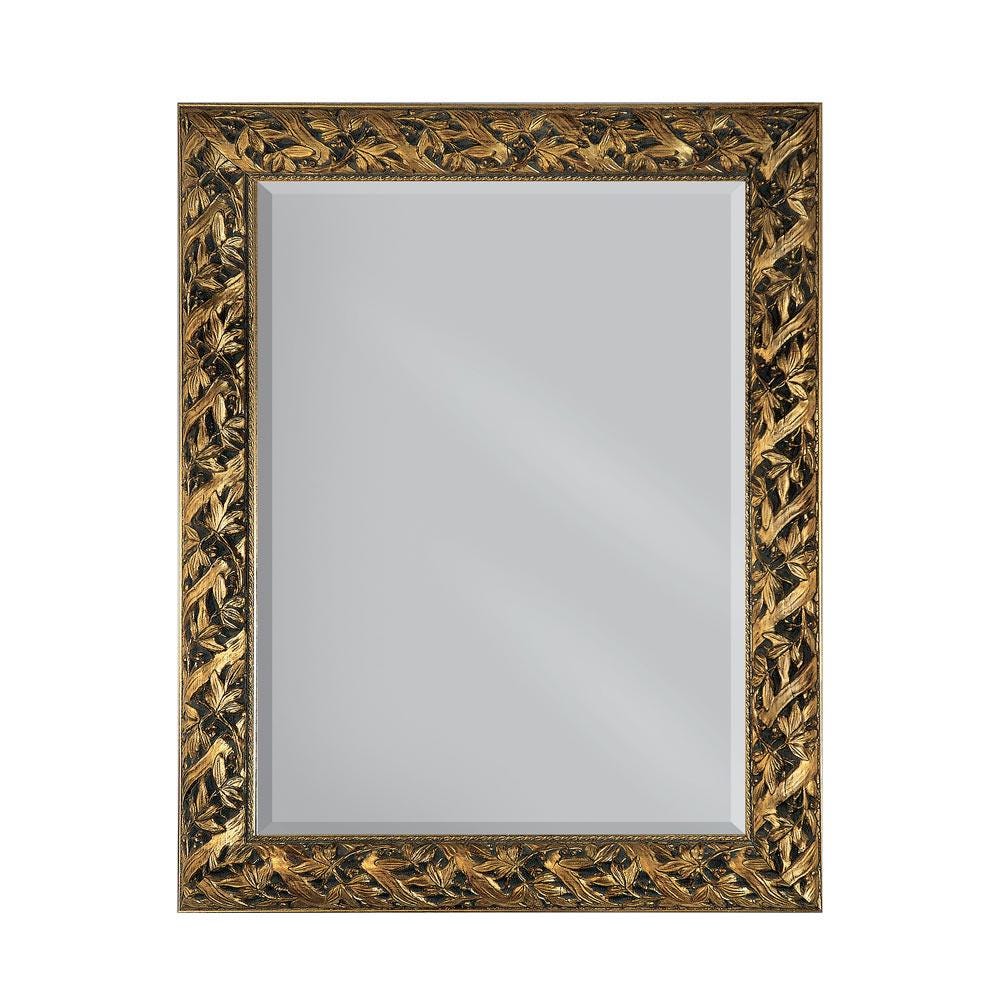 Antique Gold Leaf Luxury Decorative Wall Mirror, Vintage Hanging Mirrors for Bedroom Living-Room, Classic Rectangular Mirror Gold Leaf Frame