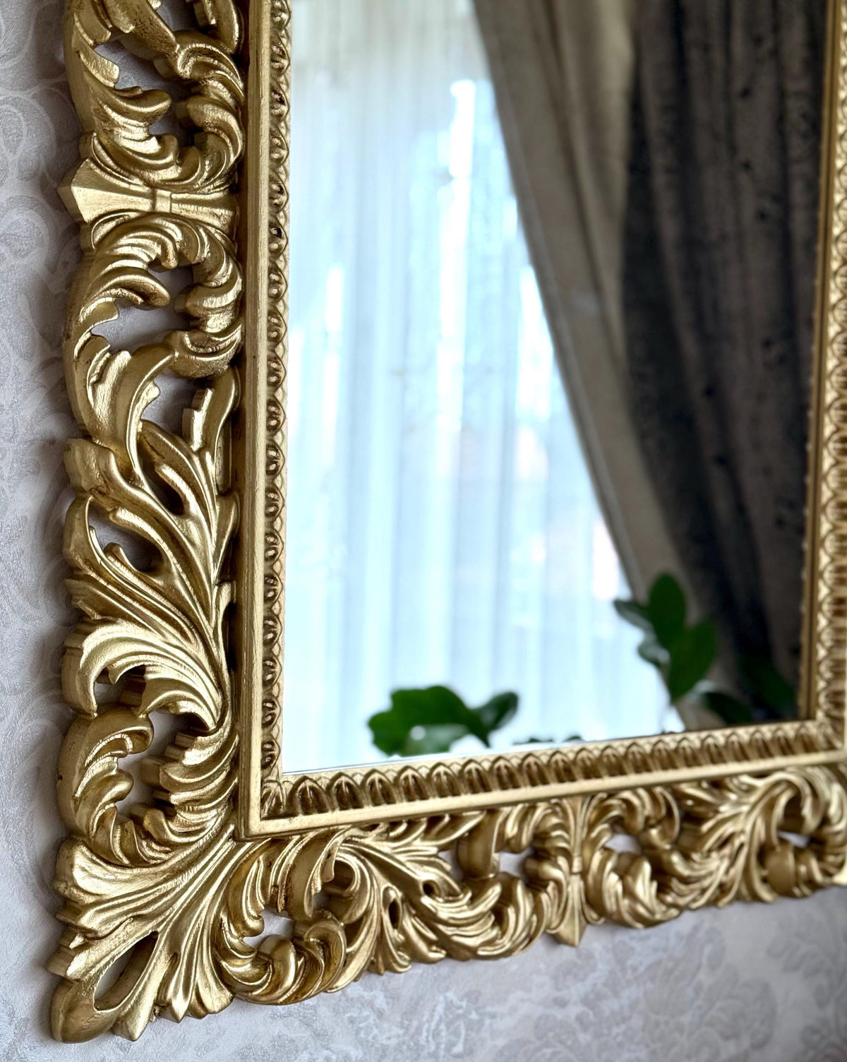 Antique Gold wall mirror, Rustic Charm Meets Timeless Elegance: Large Wood Wall Mirror, Classic Rectangle Ornate Large Gold Wall Mirror