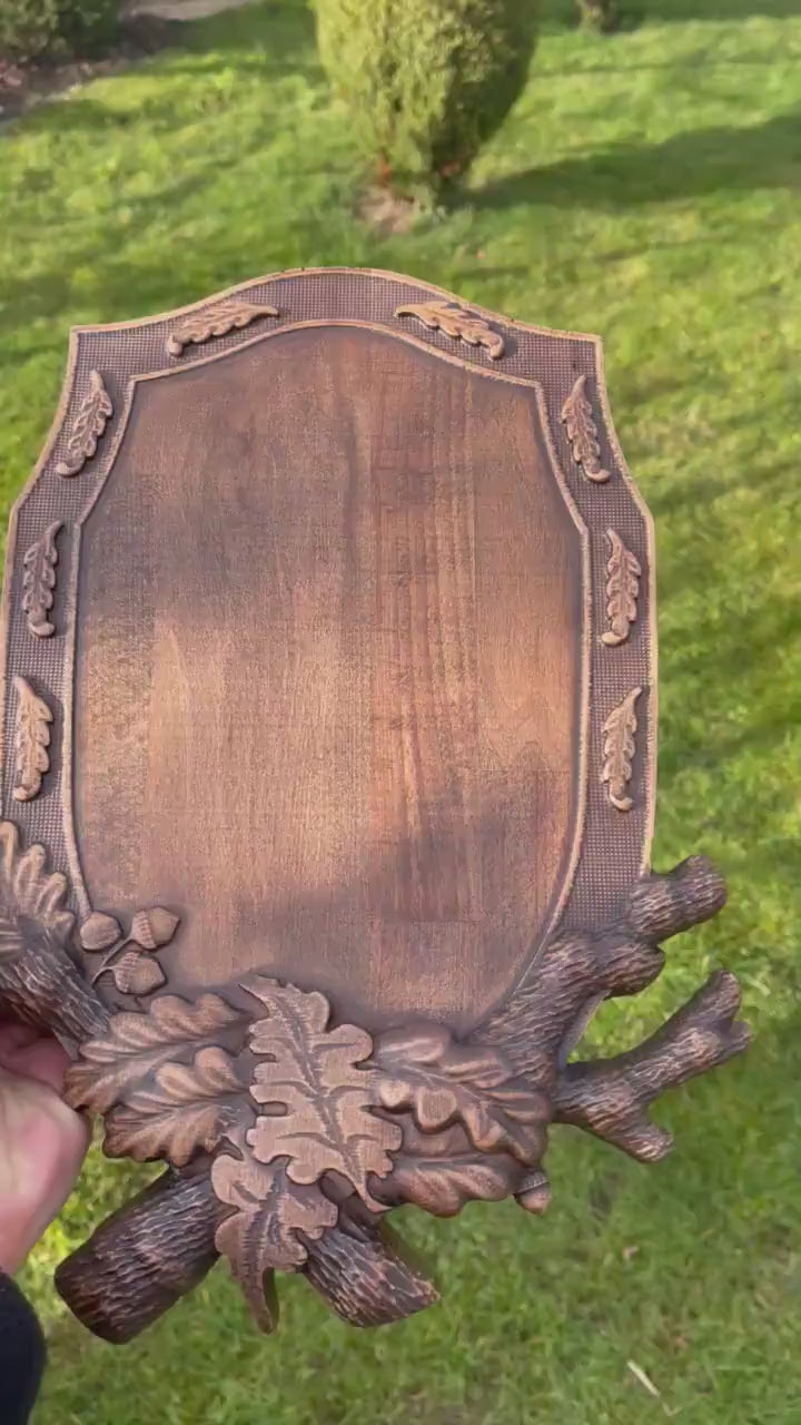 Hunter's Pride Oak Leaf Trophy Medallion - Unique Wall Decor for Lodge or Gift, measuring 16x11 inches outside and 9x7 inches inside