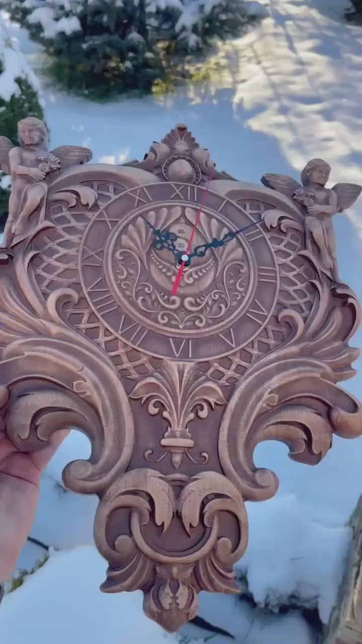 Heavenly Timekeeping: Introducing the Exquisite Wooden Angel Clock, Angel clock, Handcrafted clock, Antique clock, Unique clock, Gift clock