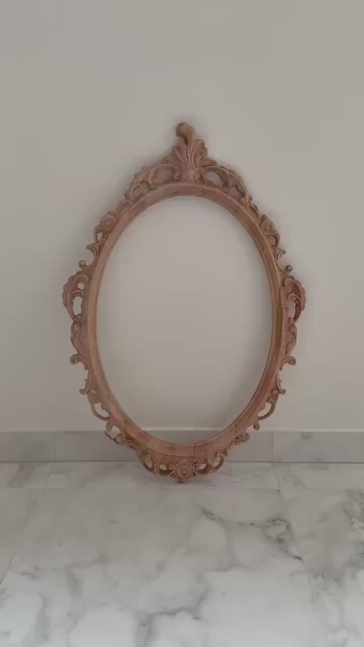 Artisanal Elegance: Unfinished Wooden Frame for Mirrors and Wall Decor - Crafted with Care and Creativit, Crafting Joy Wooden Picture Mirror